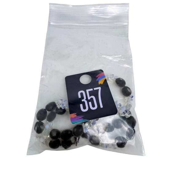 Handmade Black Velvet Opalite Beaded Necklace Boho Festival Y2K Art to Wear - Picture 6 of 6